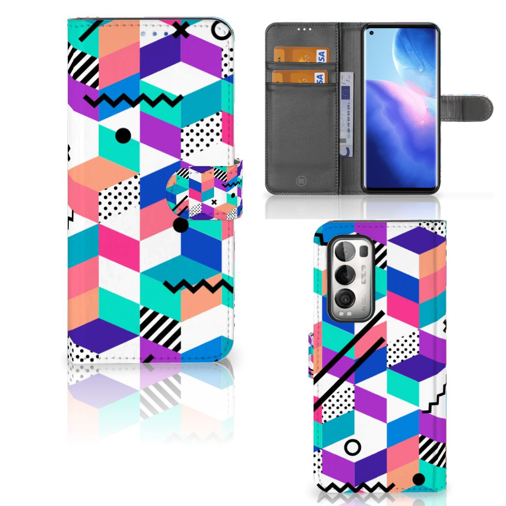 OPPO Find X3 Neo 5G Book Case Blokken Kleurrijk