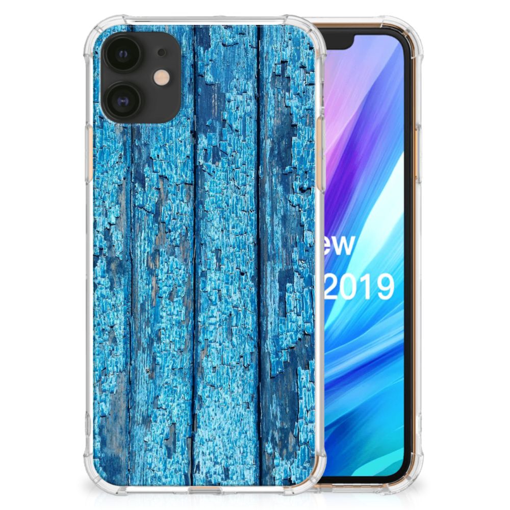 Apple iPhone 11 Stevig Telefoonhoesje Wood Blue