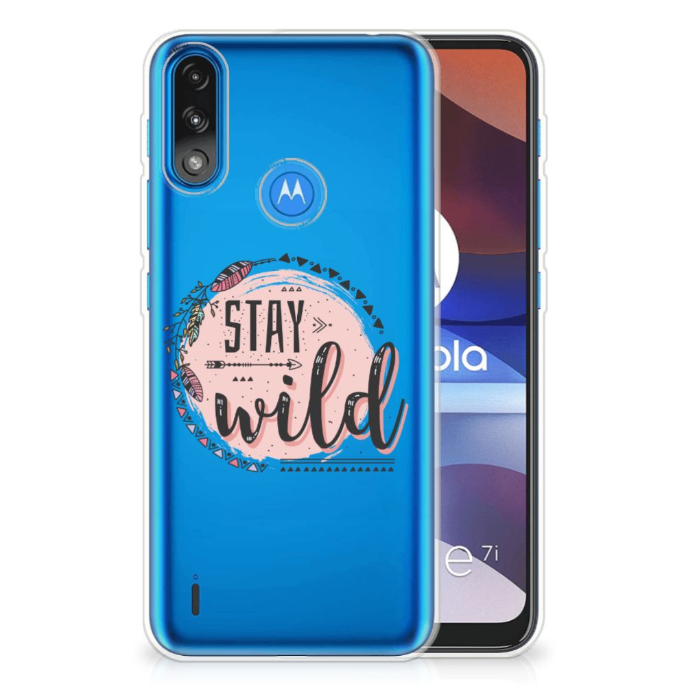 Motorola Moto E7/E7i Power Telefoonhoesje met Naam Boho Stay Wild