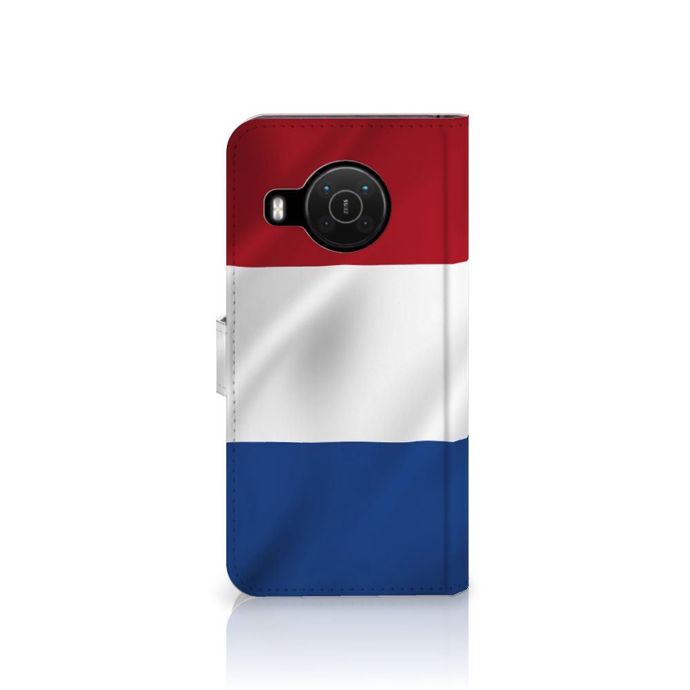 Nokia X10 | Nokia X20 Bookstyle Case Nederlandse Vlag met artistiek ontwerp van de Nederlandse vlag.