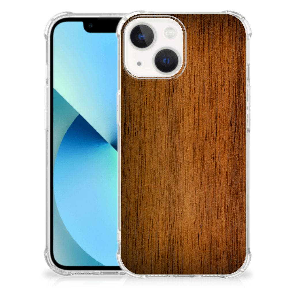 iPhone 13 mini Stevig Telefoonhoesje Donker Hout