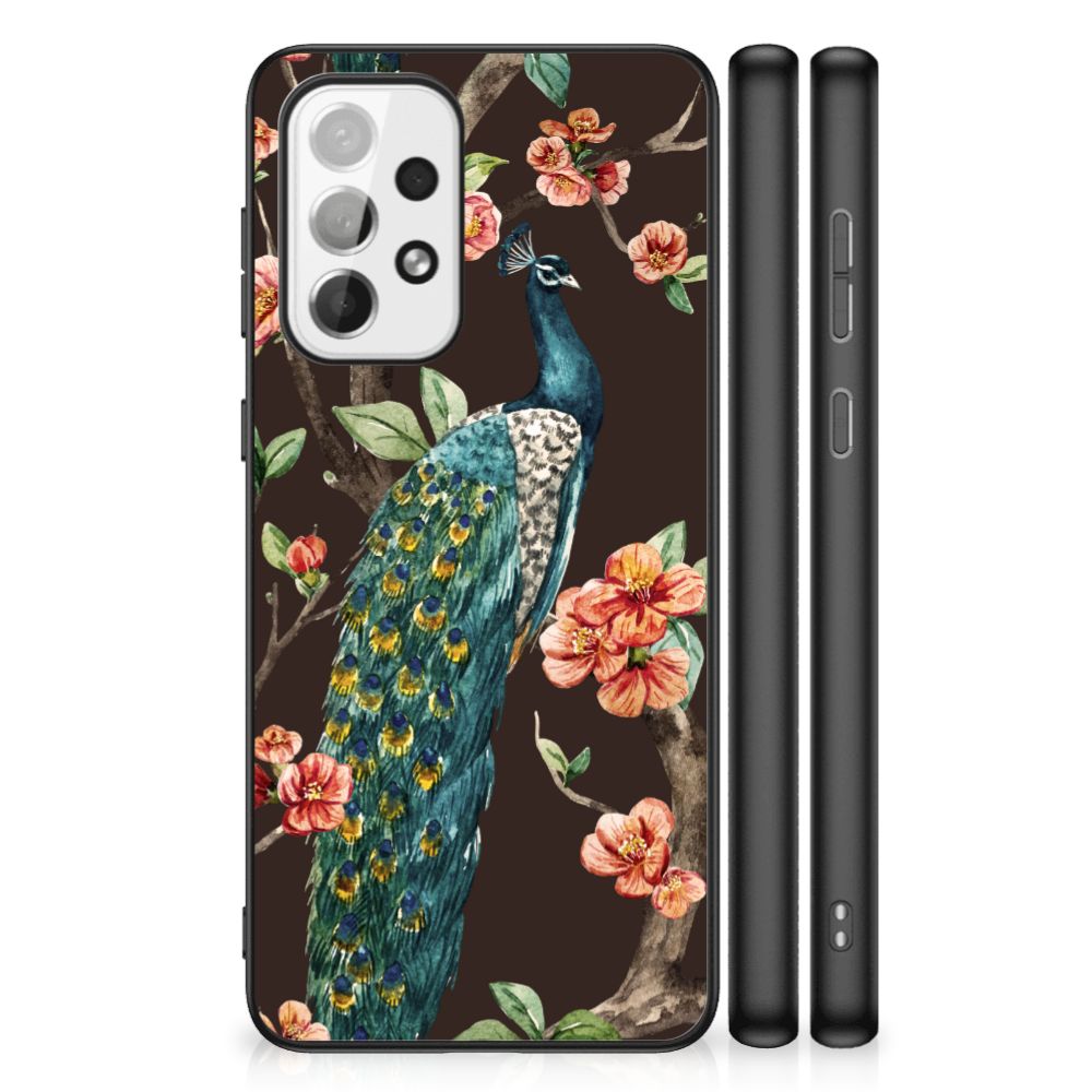 Samsung Galaxy A73 Dierenprint Telefoonhoesje Pauw met Bloemen B2C Telecom