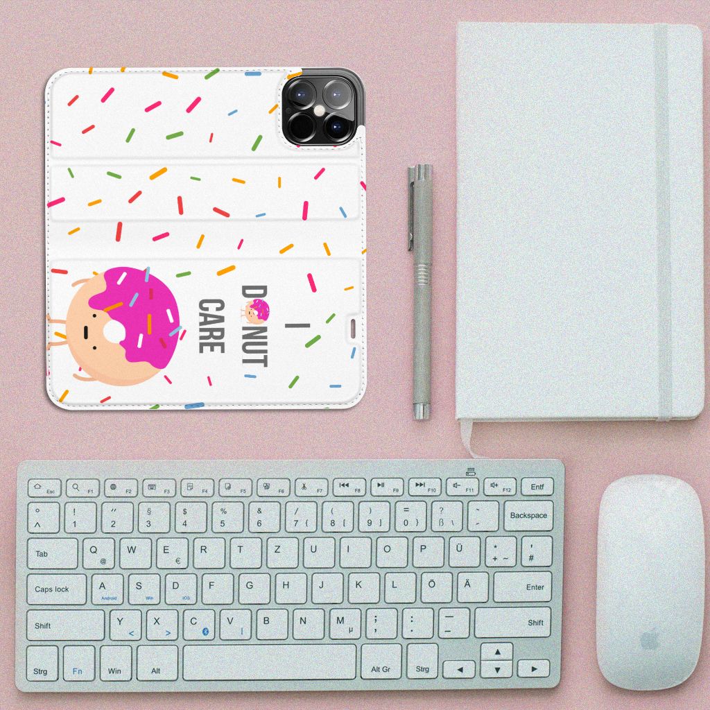 iPhone 12 Pro Max Flip Style Cover Donut Roze - B2C Telecom