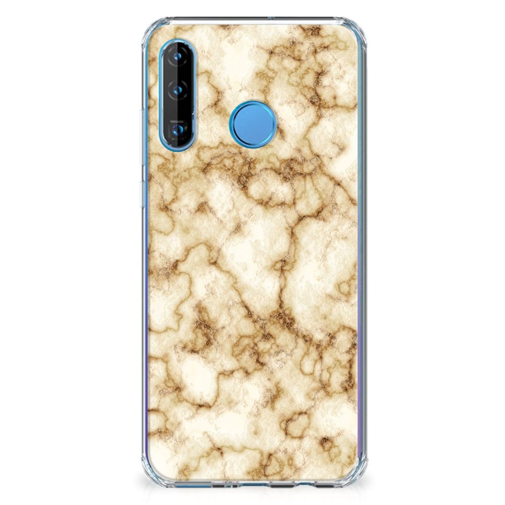 Huawei P30 Lite Anti-Shock Hoesje Marmer Goud