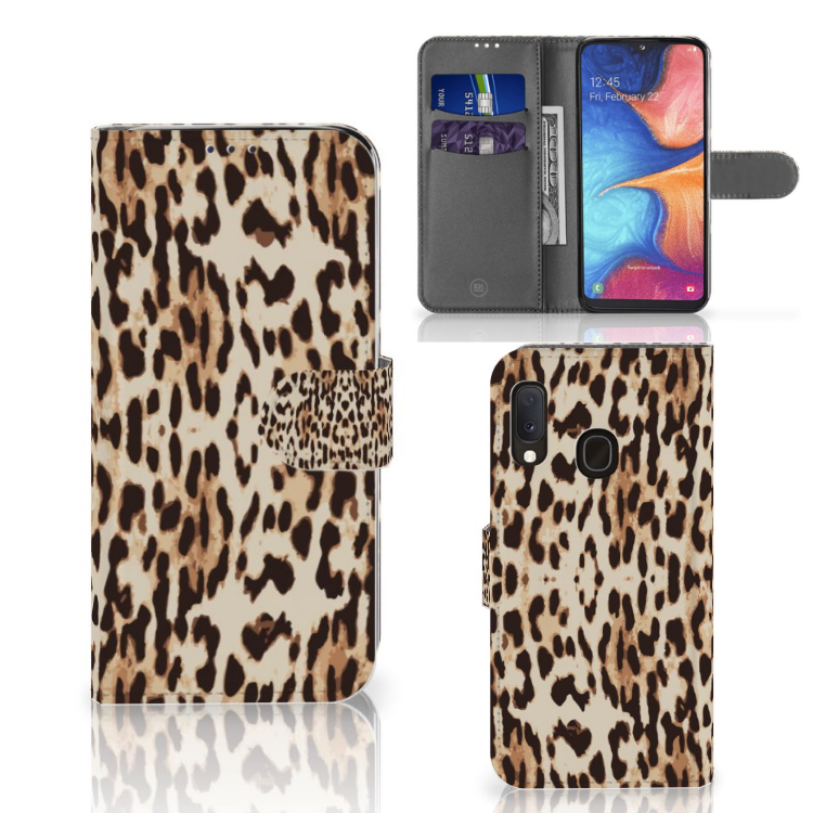 Samsung Galaxy A20e Telefoonhoesje met Pasjes Leopard