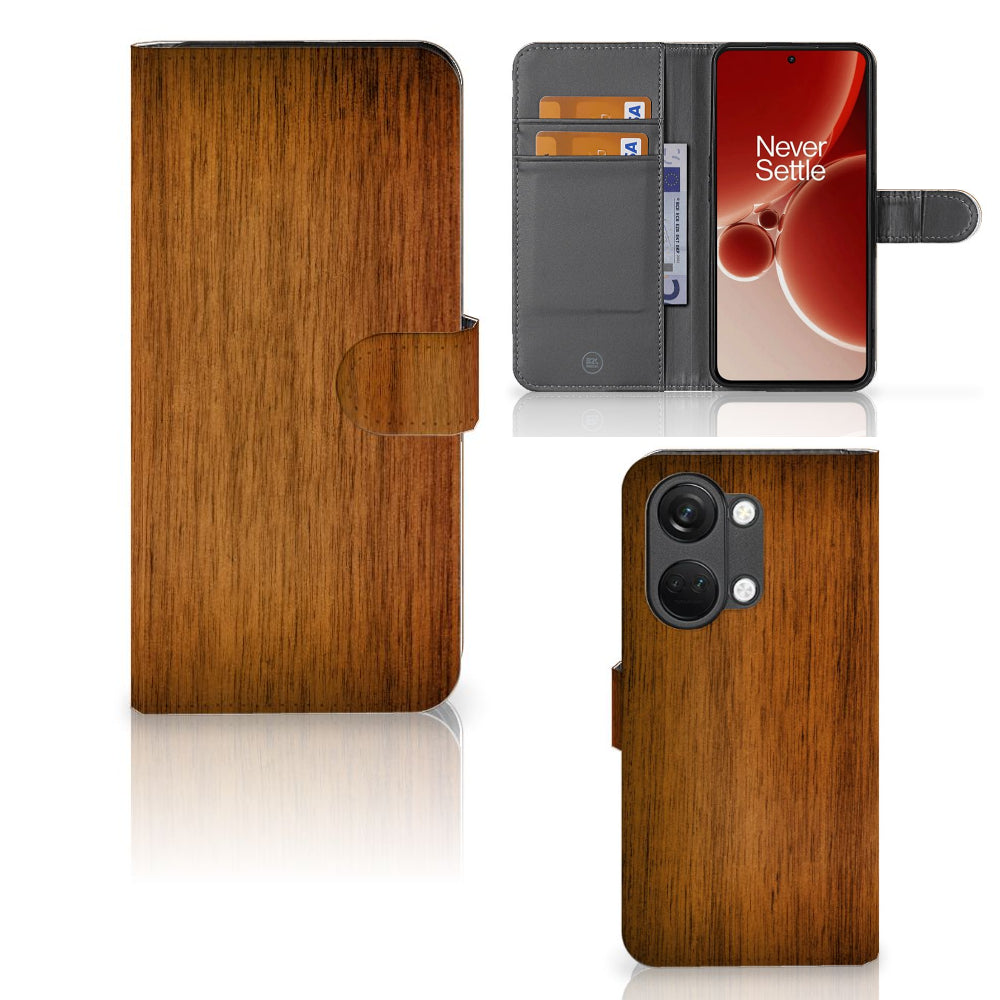 OnePlus Nord 3 Book Style Case Donker Hout