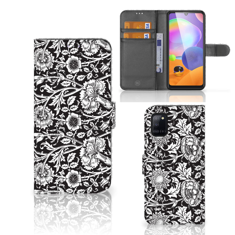 Samsung Galaxy A31 Hoesje Black Flowers