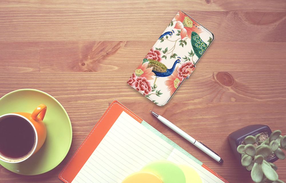 Telefoonhoesje met Pasjes voor OnePlus Nord N10 Pink Peacock