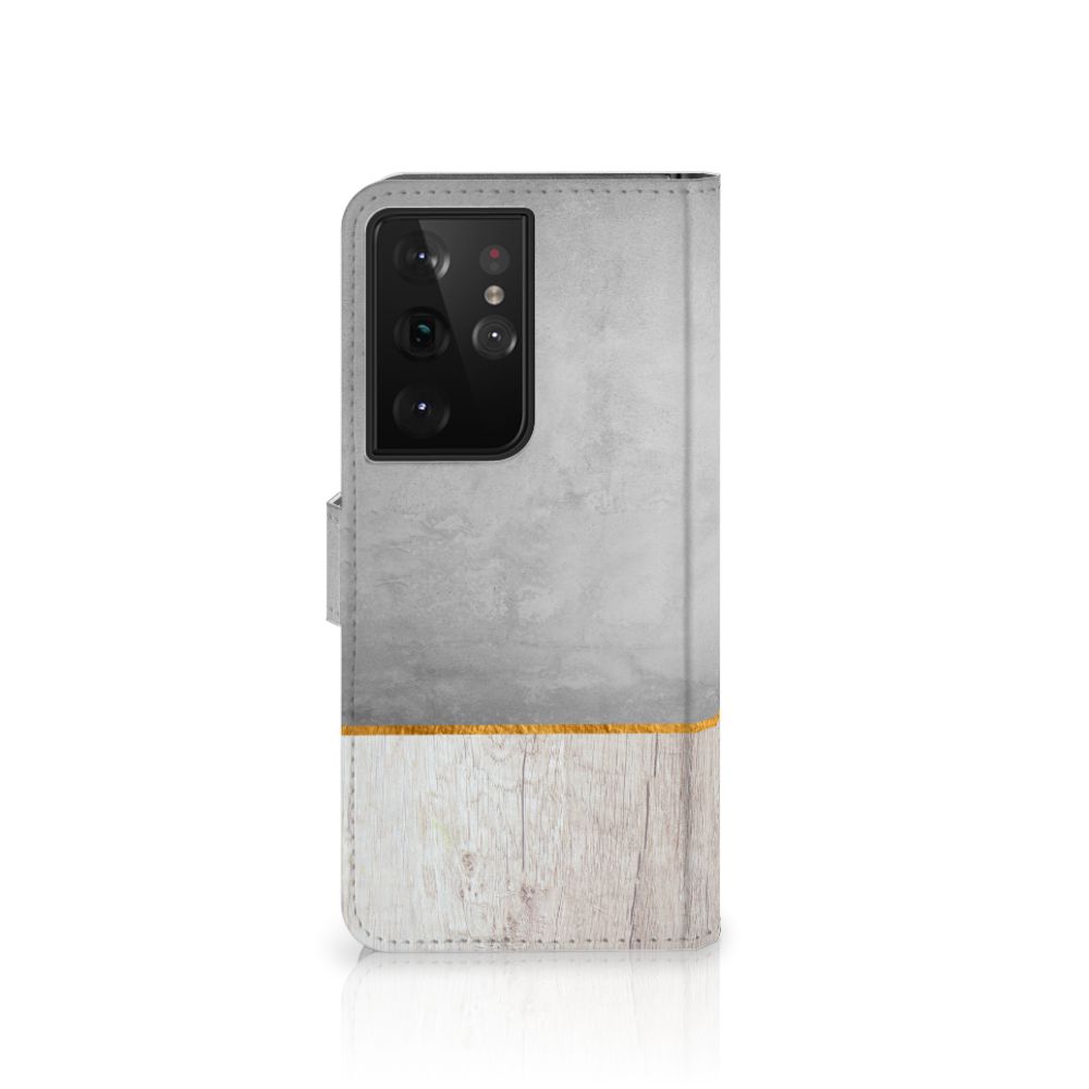 Samsung Galaxy S21 Ultra Book Style Case Wood Concrete