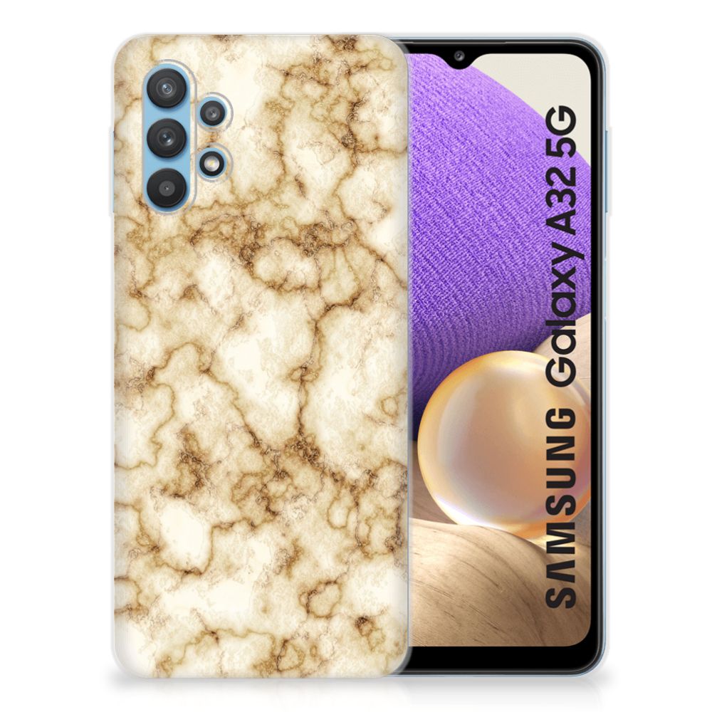 Samsung Galaxy A32 5G TPU Siliconen Hoesje Marmer Goud B2C Telecom