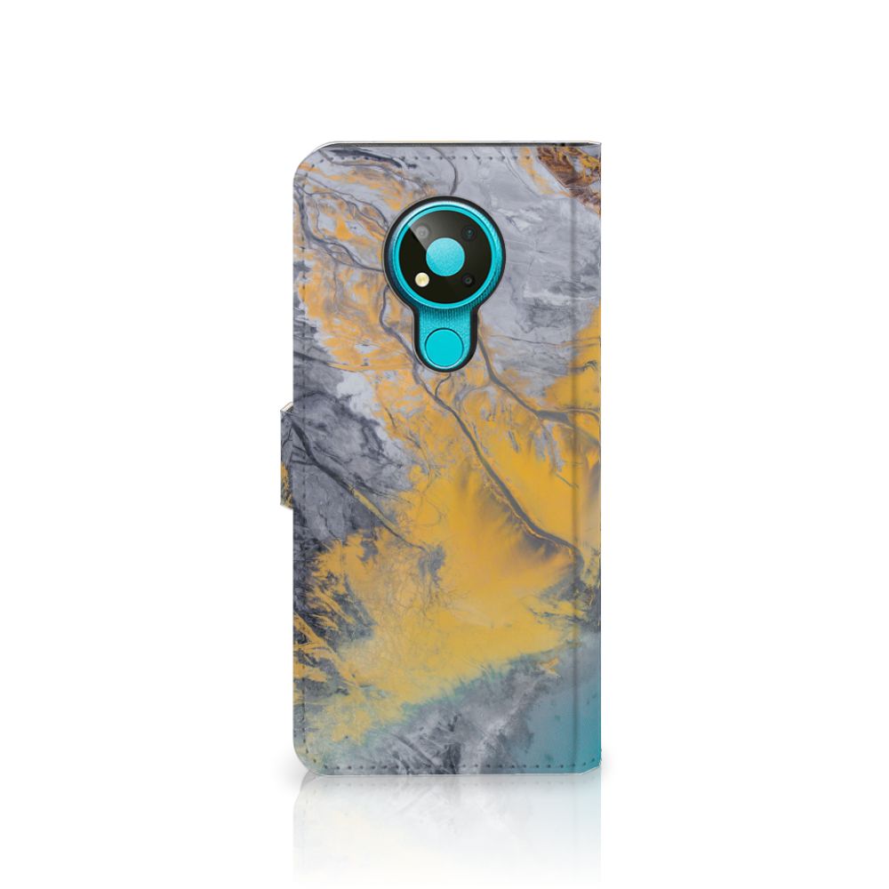Nokia 3.4 Bookcase Marble Blue Gold