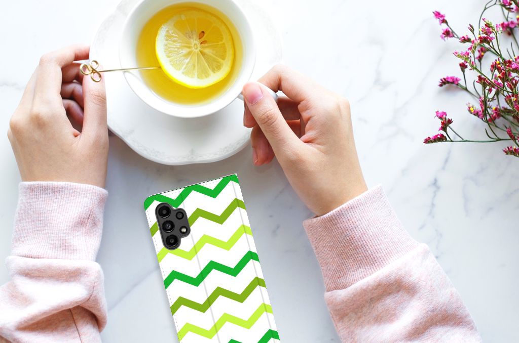 Samsung Galaxy A13 (4G) Hoesje met Magneet Zigzag Groen - B2C Telecom