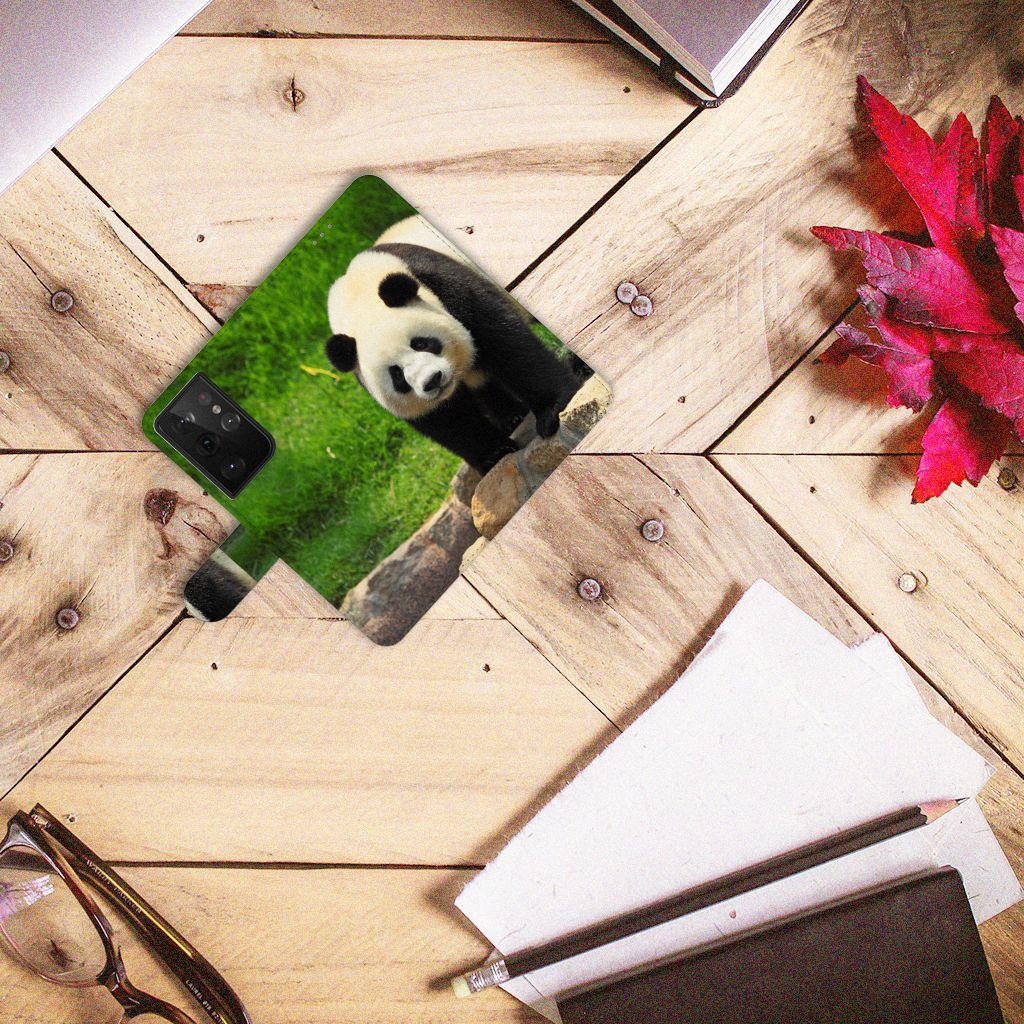 Samsung Galaxy S21 Ultra Telefoonhoesje met Pasjes Panda