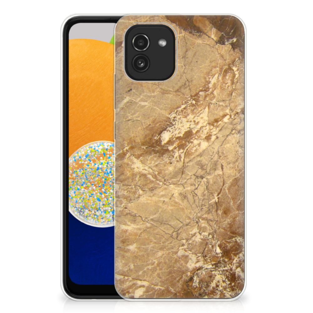 Samsung Galaxy A03 TPU Siliconen Hoesje Marmer Creme B2C Telecom