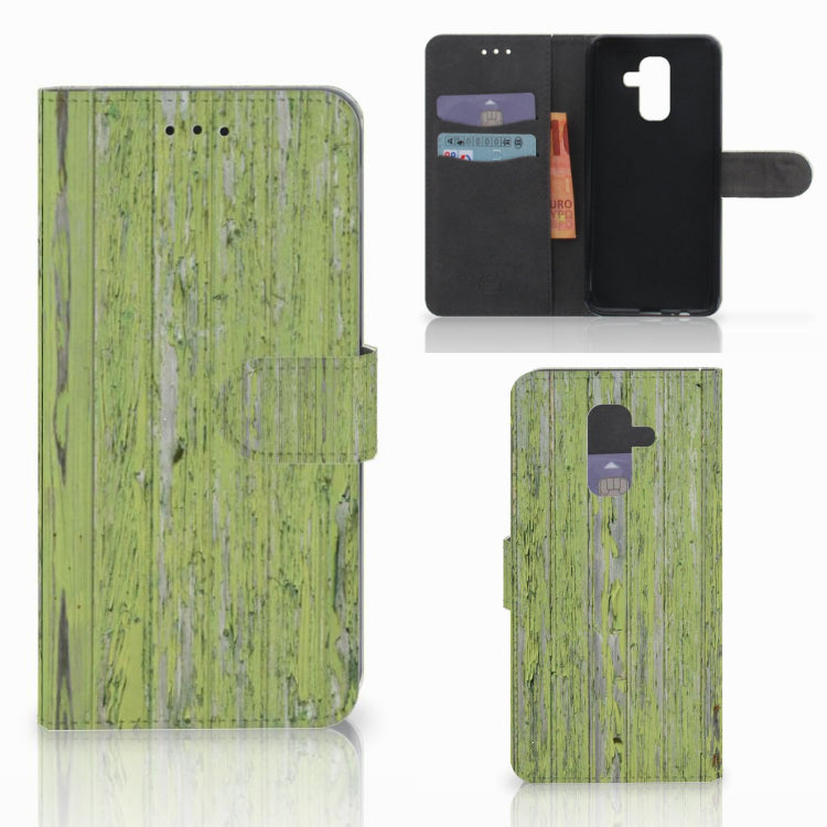 Samsung Galaxy A6 Plus 2018 Book Style Case Green Wood