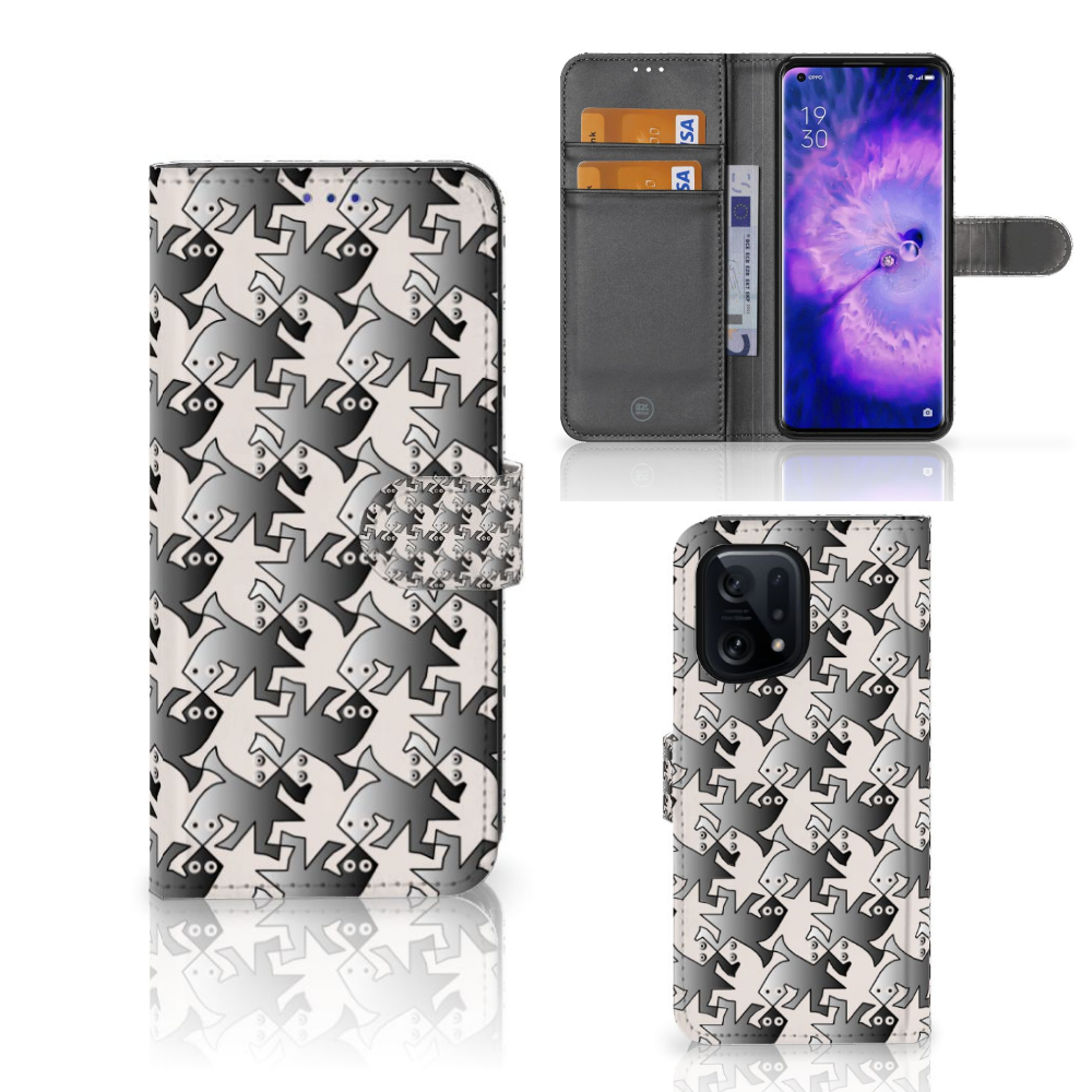 OPPO Find X5 Telefoonhoesje met Pasjes Salamander Grey