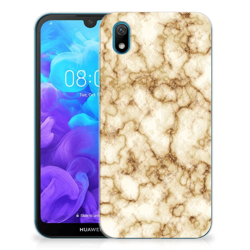 Huawei Y5 (2019) TPU Siliconen Hoesje Marmer Goud