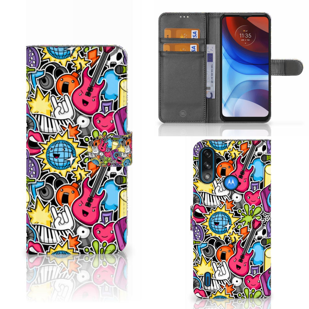 Motorola Moto E7i Power | E7 Power Wallet Case met Pasjes Punk Rock