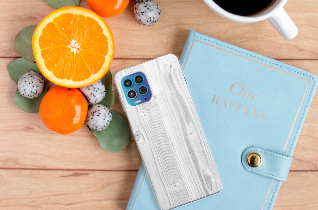 Motorola Moto G100 Bumper Hoesje White Wood B2C Telecom