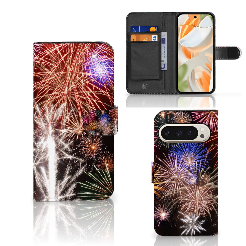 Google Pixel 9 | 9 Pro Wallet Case met Pasjes Vuurwerk