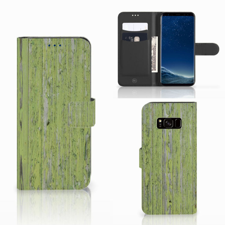 Samsung Galaxy S8 Book Style Case Green Wood