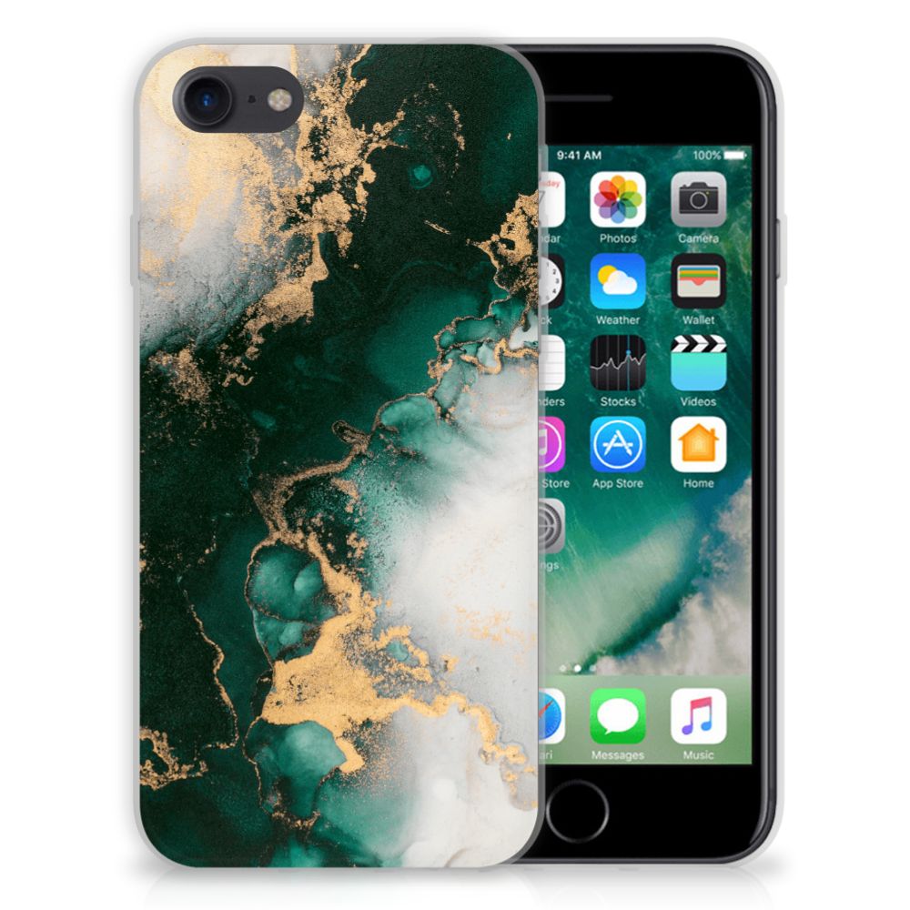 TPU Siliconen Hoesje voor iPhone SE 2022 | SE 2020 | 8 | 7 Marmer Groen