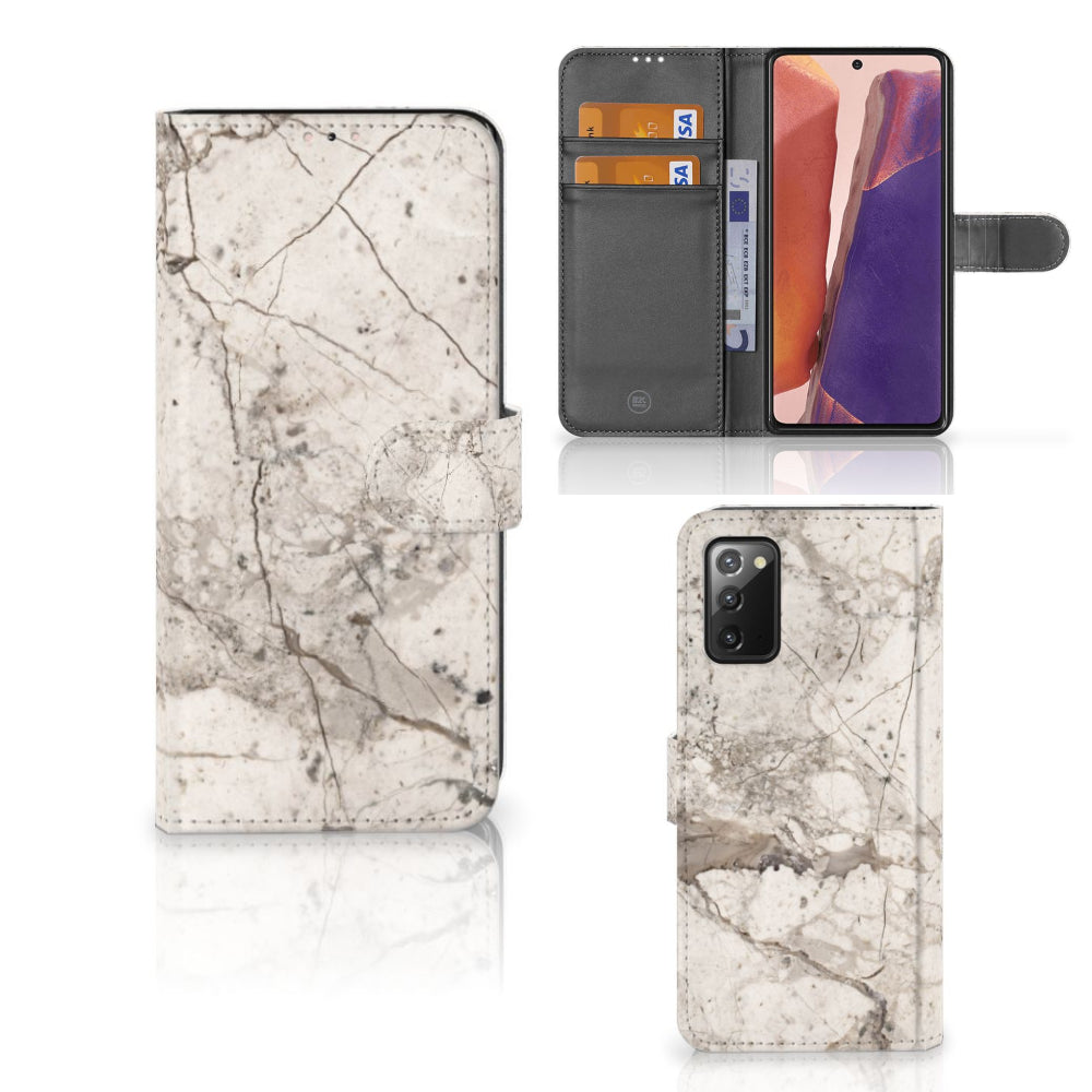 Samsung Galaxy Note 20 Bookcase Marmer Beige