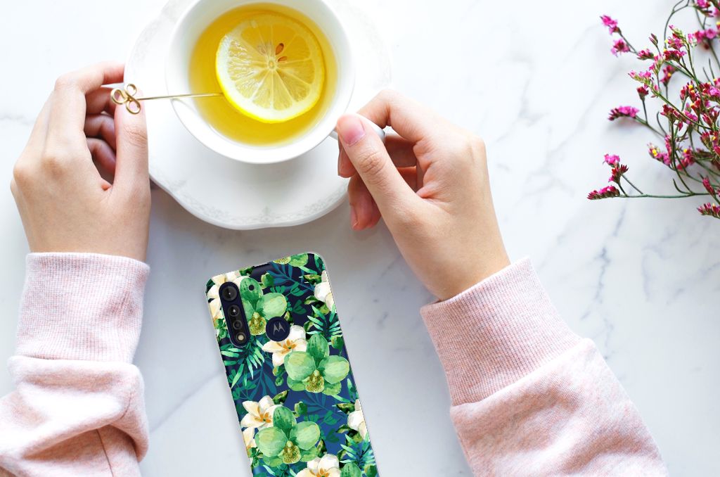 Motorola Moto G8 Power Lite TPU Case Orchidee Groen B2C Telecom