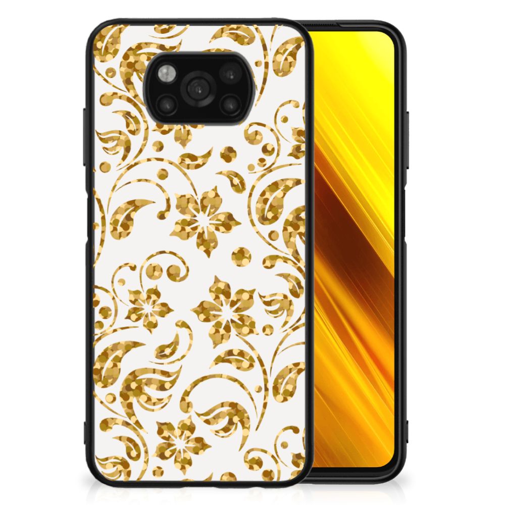 Xiaomi Poco X3 | X3 Pro Bloemen Hoesje Gouden Bloemen