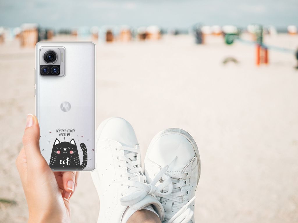 Motorola Moto X30 Pro Telefoonhoesje met Naam Cat Good Day B2C Telecom