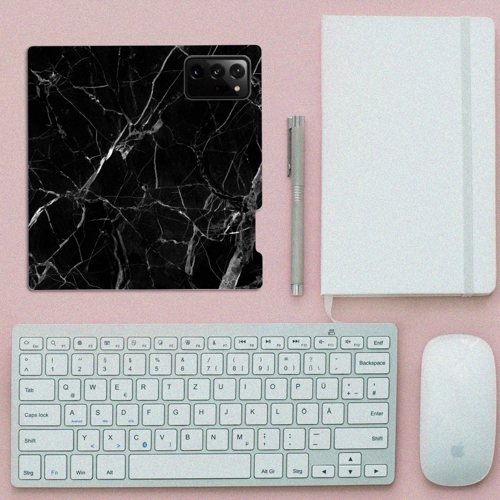 Samsung Galaxy Note 20 Ultra Standcase Marmer Zwart - Origineel Cadeau Vader - B2C Telecom