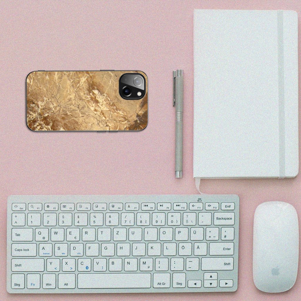 Apple iPhone 13 Marmeren Print Telefoonhoesje Marmer Creme B2C Telecom