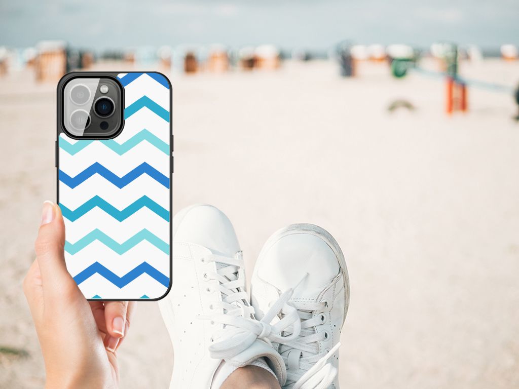 iPhone 13 Pro Max Back Case Zigzag Blauw B2C Telecom