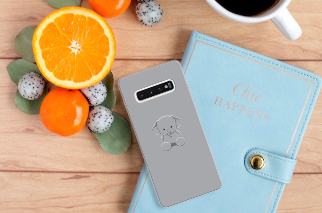 Samsung Galaxy S10 Plus Telefoonhoesje met Naam Grijs Baby Olifant