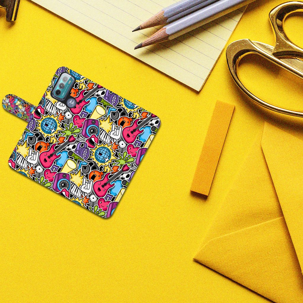 Motorola Moto G60 Wallet Case met Pasjes Punk Rock