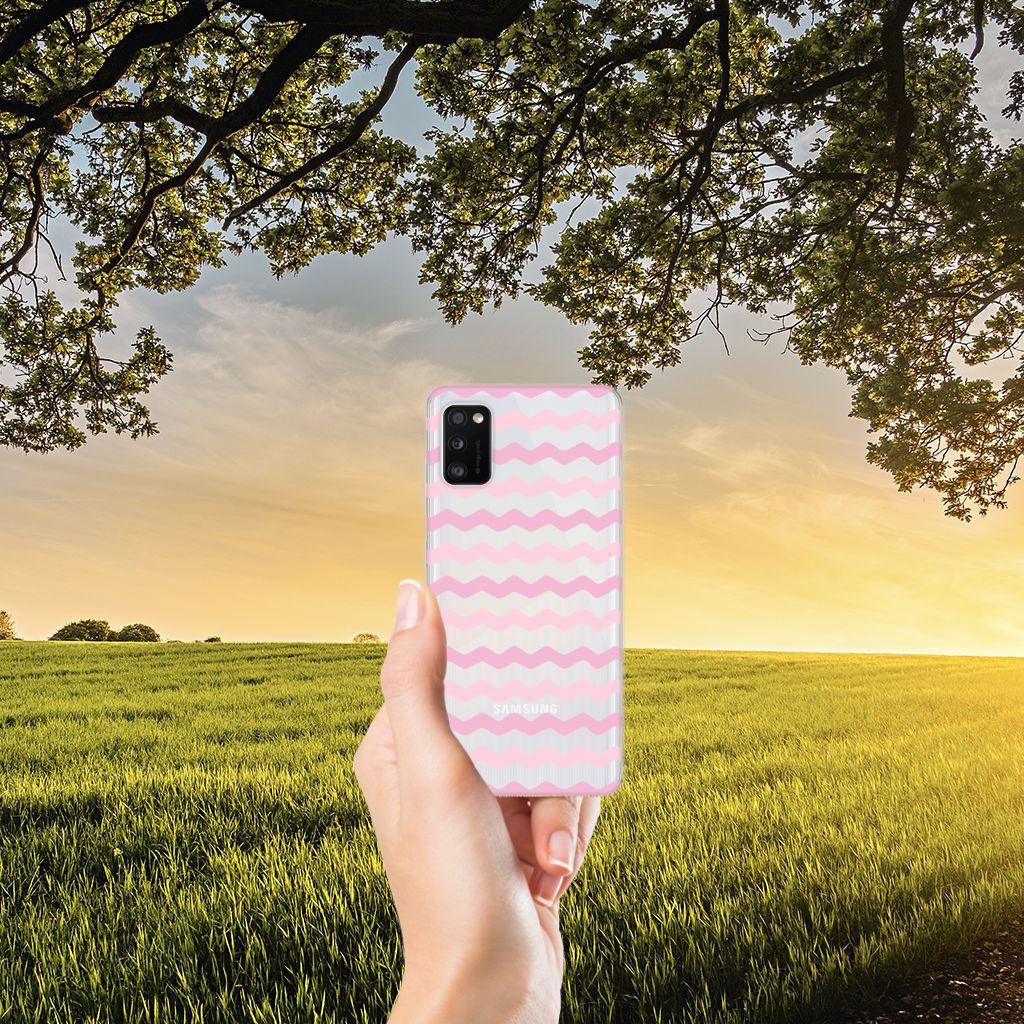 Samsung Galaxy A41 TPU bumper Waves Roze B2C Telecom