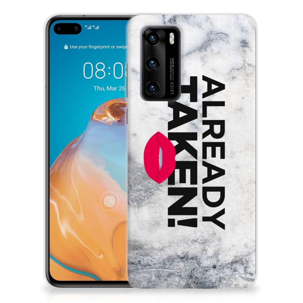 Huawei P40 Siliconen hoesje met naam Already Taken White