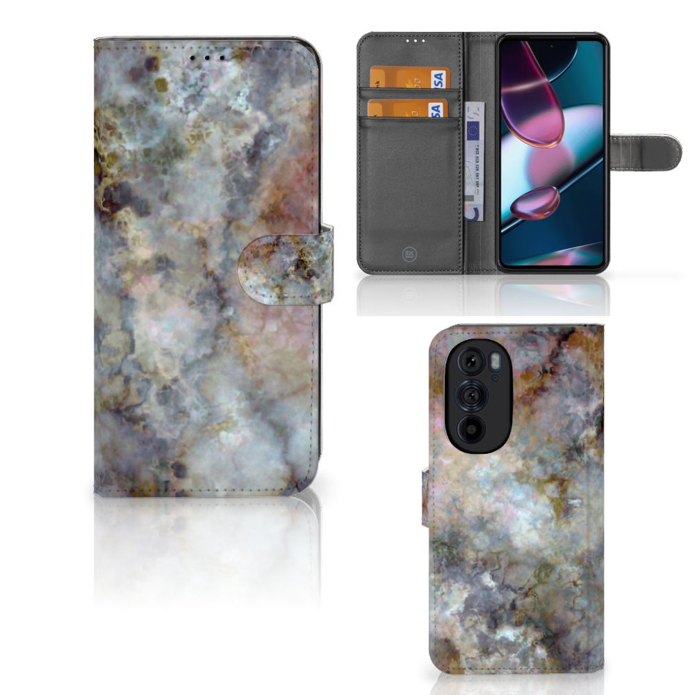 Motorola Edge 30 Pro Bookcase Marmer Grijs