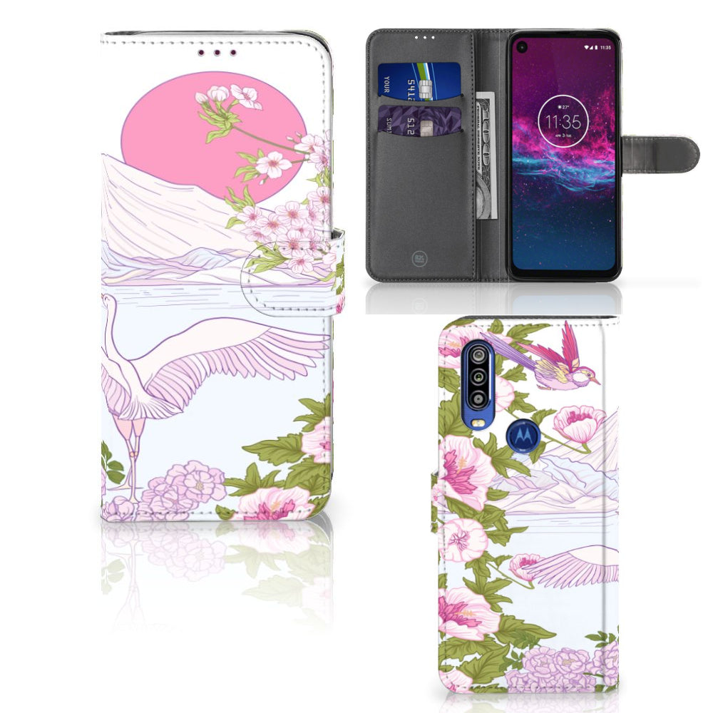 Motorola One Action Telefoonhoesje met Pasjes Bird Standing