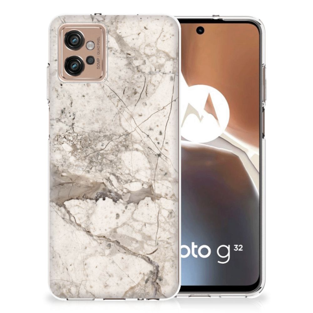 Motorola Moto G32 TPU Siliconen Hoesje Marmer Beige B2C Telecom