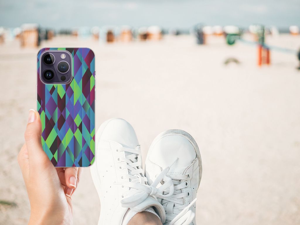 Apple iPhone 14 Pro TPU Hoesje Abstract Green Blue B2C Telecom