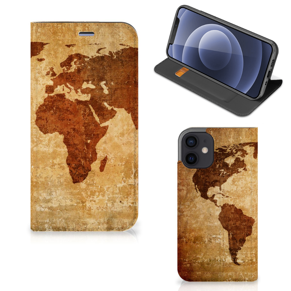 iPhone 12 Mini Book Cover Wereldkaart - B2C Telecom