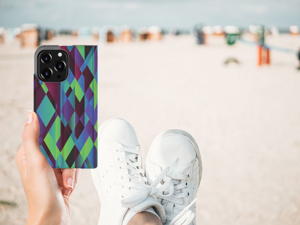 iPhone 13 Pro Stand Case Abstract Green Blue - B2C Telecom
