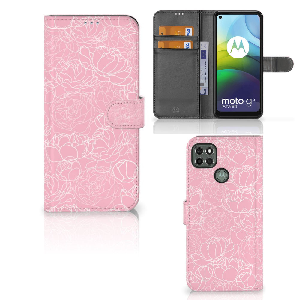 Motorola Moto G9 Power Hoesje White Flowers