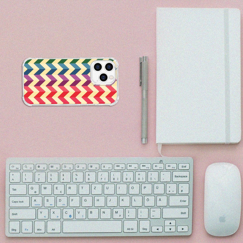 iPhone 14 Pro Doorzichtige Silicone Hoesje Zigzag Multi Color B2C Telecom