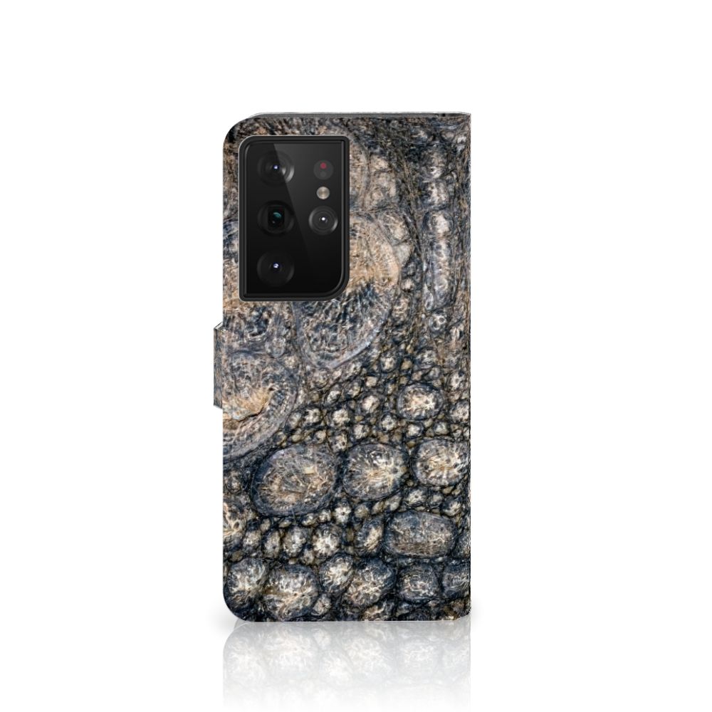 Samsung Galaxy S21 Ultra Telefoonhoesje met Pasjes Krokodillenprint