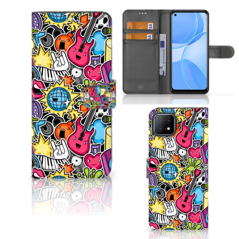 OPPO A73 5G Wallet Case met Pasjes Punk Rock