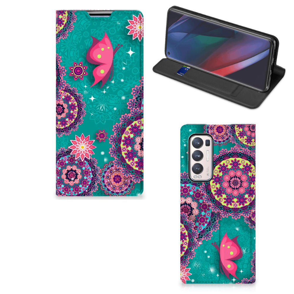 OPPO Find X3 Neo Bookcase Cirkels en Vlinders - B2C Telecom