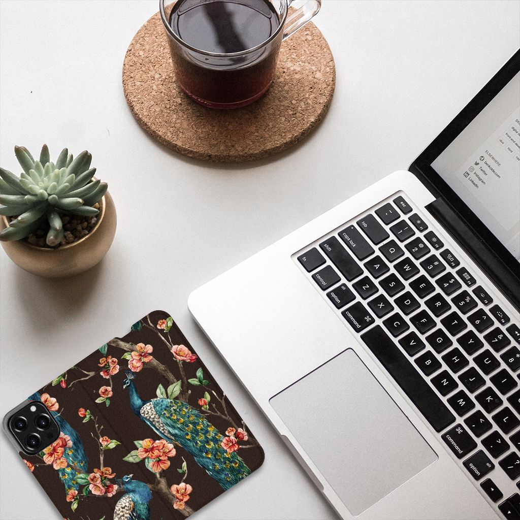 iPhone 13 Pro Max Hoesje maken Pauw met Bloemen - B2C Telecom