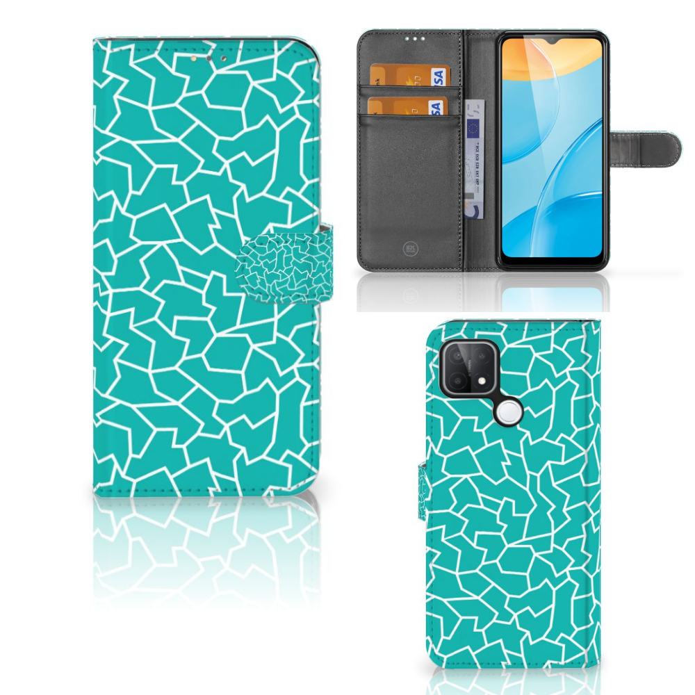 OPPO A15 Hoesje Cracks Blue